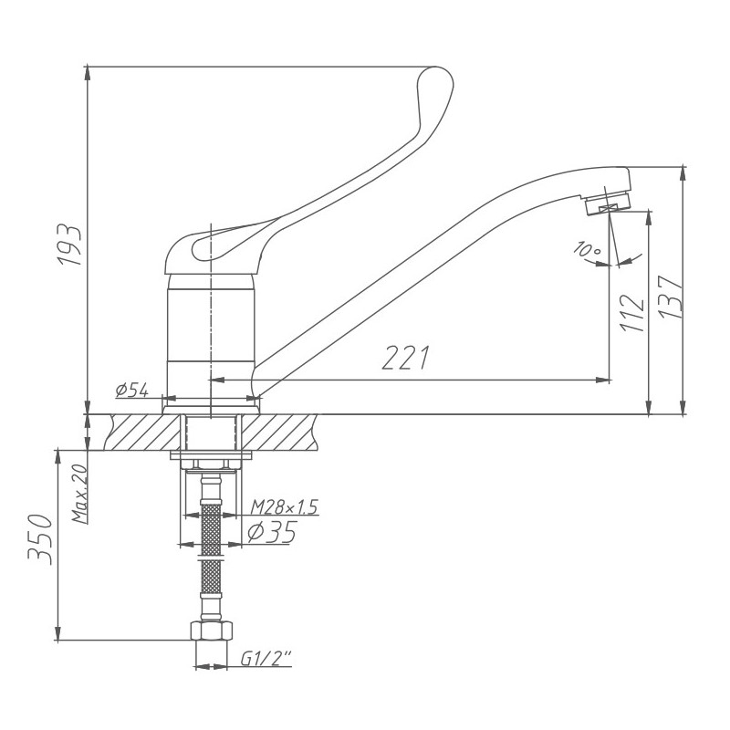 Смеситель для раковины Haiba HB4954 для медицинских учреждений