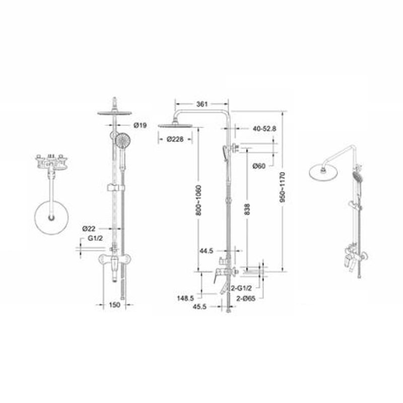 Душевая стойка Bravat Rhein F6429564CP-A-ENG