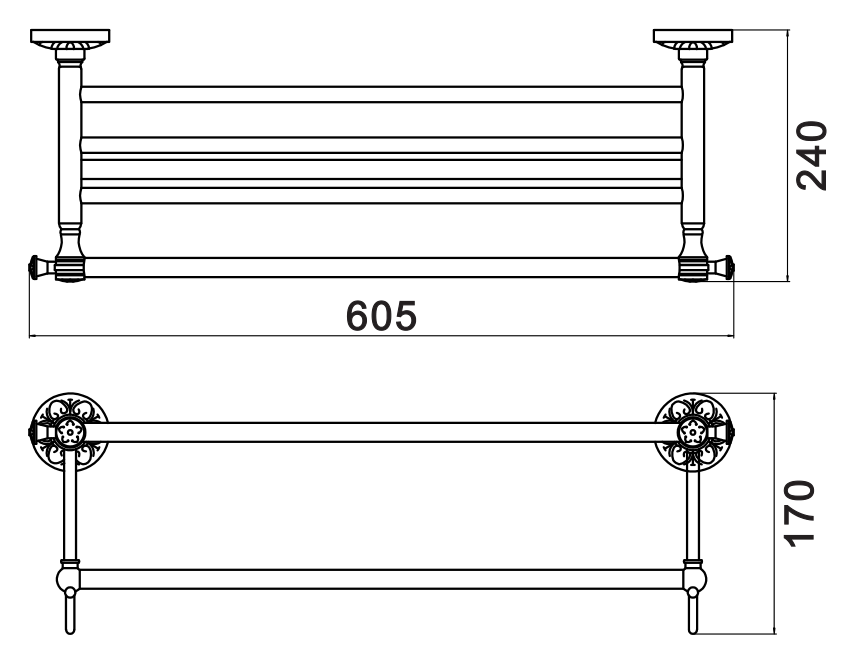 Полка Savol 58 с S-005844C для полотенец, бронза