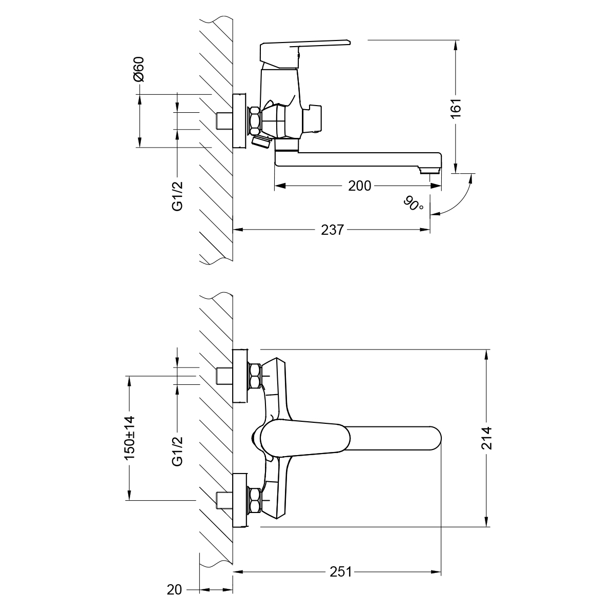 Смеситель для ванны с душем Lemark Point LM0317C