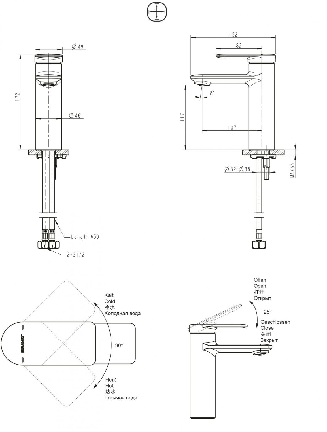 Смеситель для раковины Bravat Eddie F1369402CP-RUS