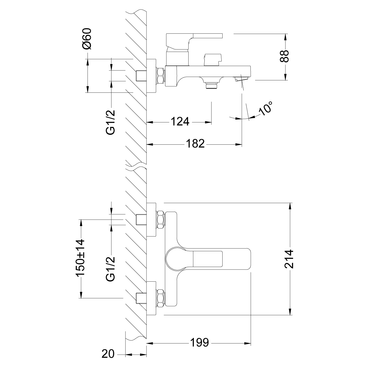 Смеситель для ванны с душем Lemark Aura LM0614C