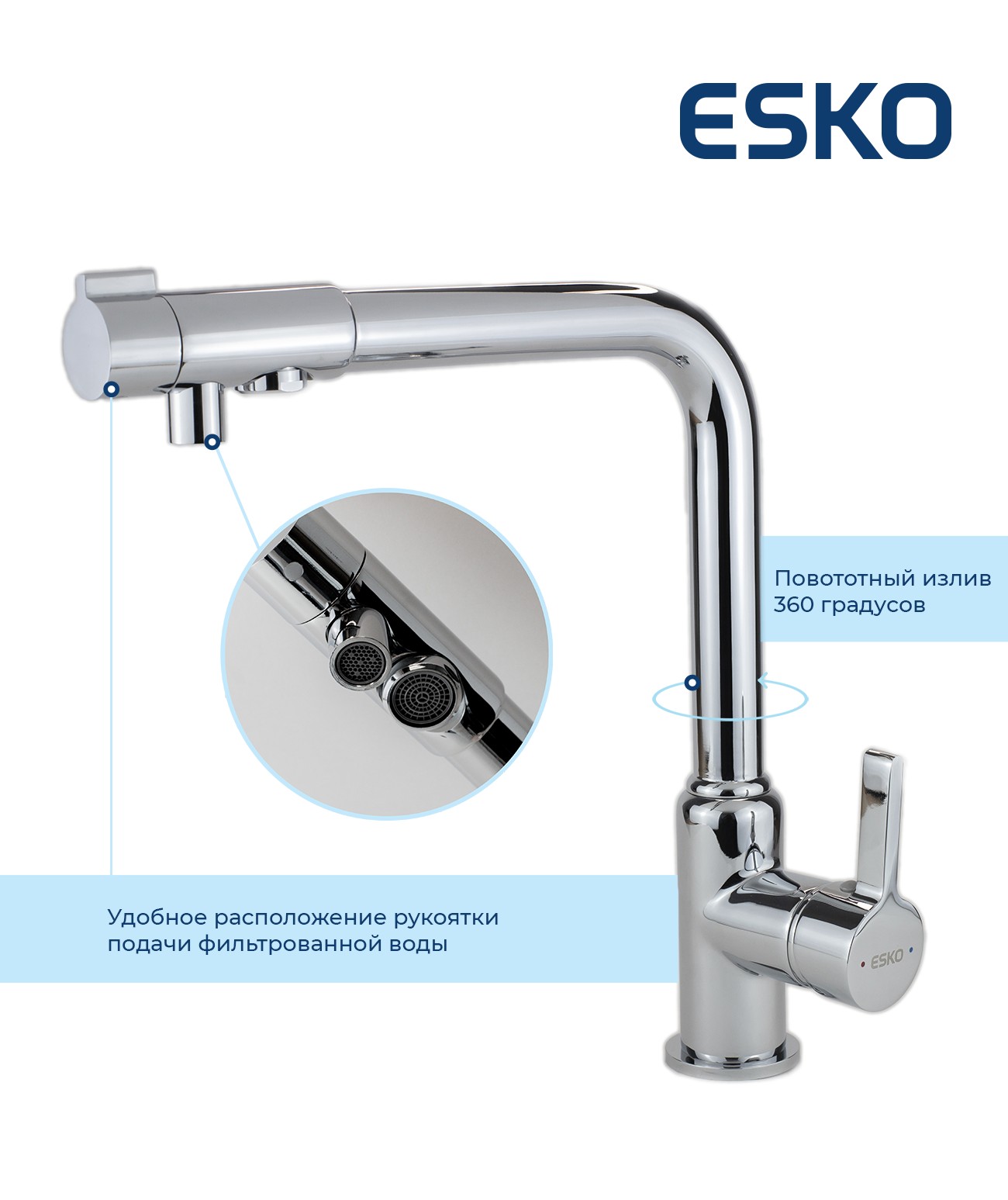 Смеситель для кухни ESKO K23 хром