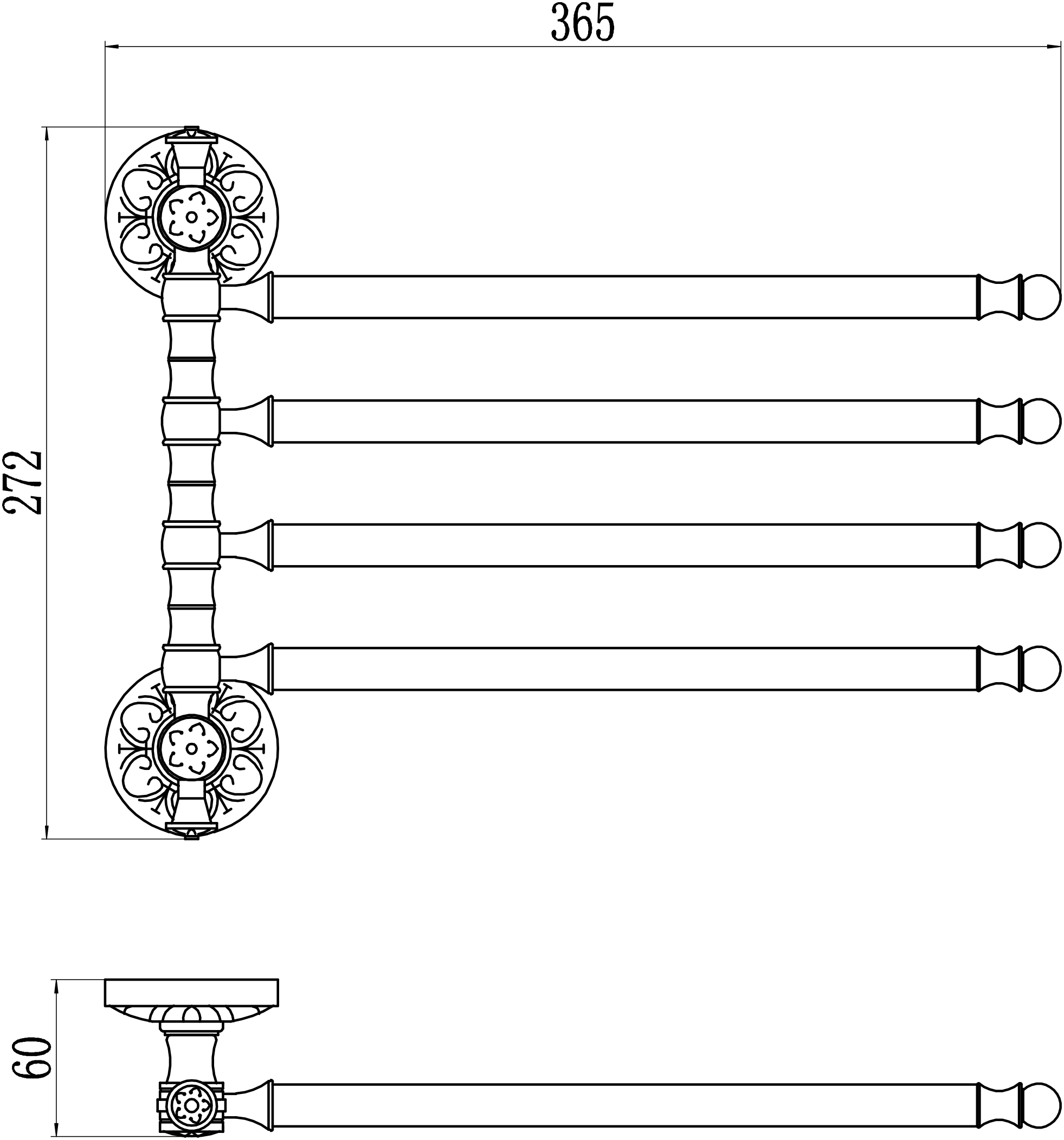 Полотенцедержатель Savol 58 а S-005804A хром, четверной