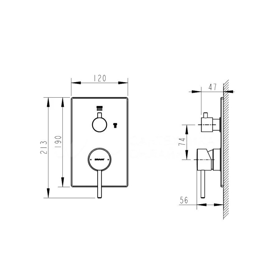 Смеситель для ванны с душем Bravat Arc P69193C-2-ENG