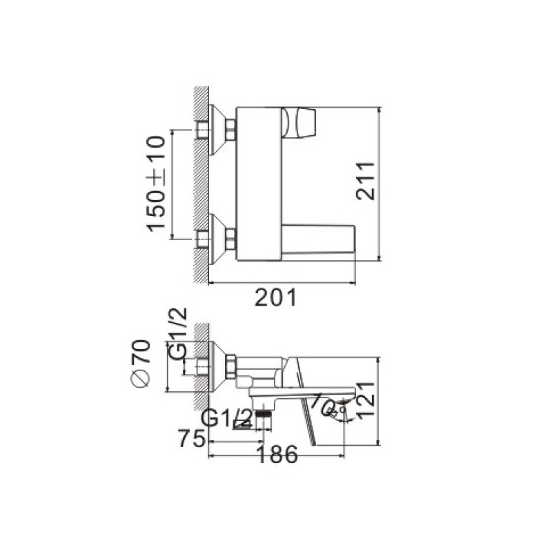 Смеситель для ванны с душем BELZ B60533-7 черный