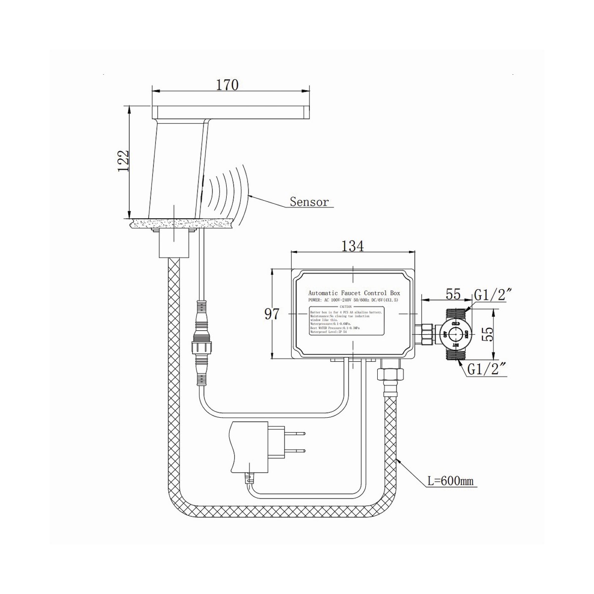 Смеситель для раковины Raiber Sensor RSF88135 сенсорный, хром