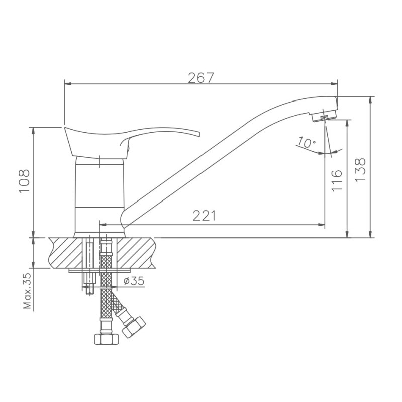 Смеситель для кухни Haiba HB01 хром HB4401