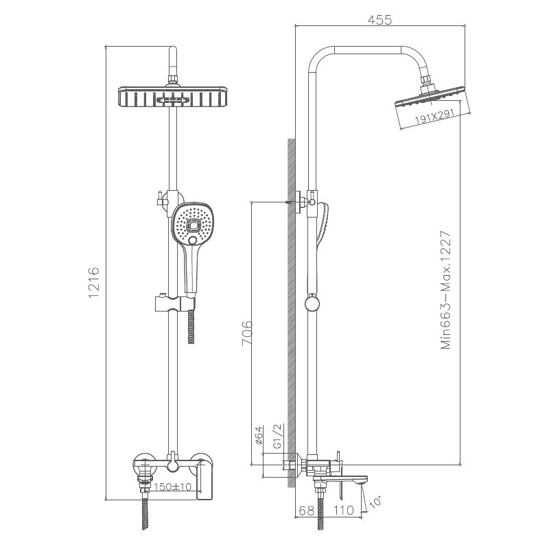 Душевая стойка Haiba HB24505 хром