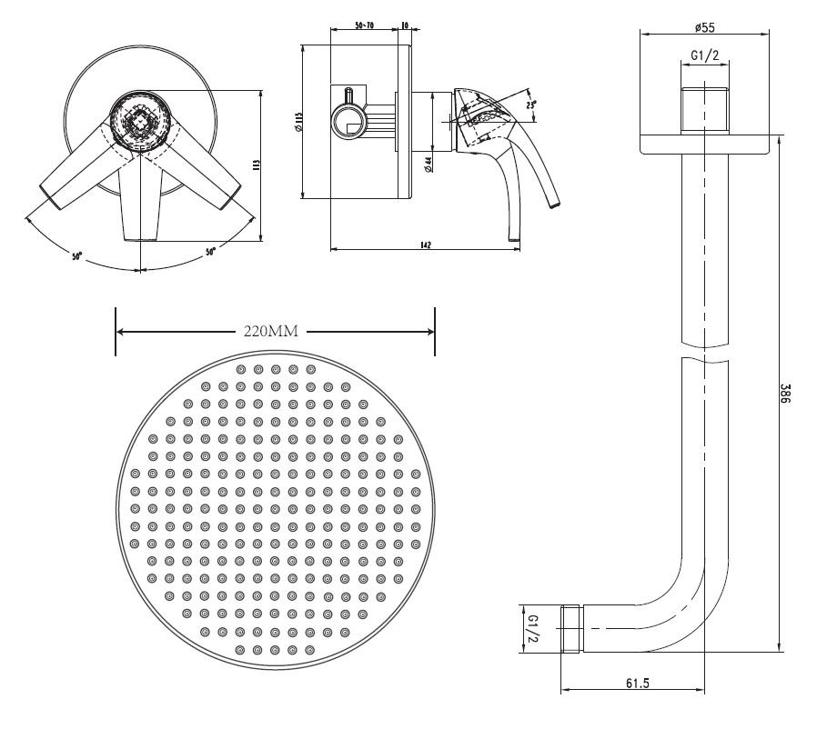 Душевой комплект ESKO Set_3in1 С ВНУТРЕННЕЙ ЧАСТЬЮ