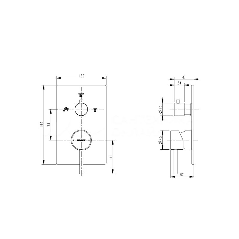 Смеситель для ванны с душем Bravat Arc P69193C-ENG