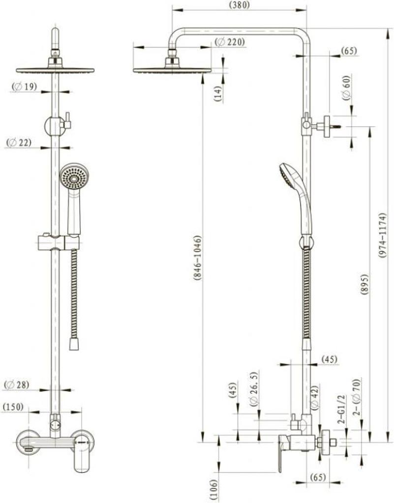 Душевая стойка Bravat Opal R F9125183CP-A2-RUS хром