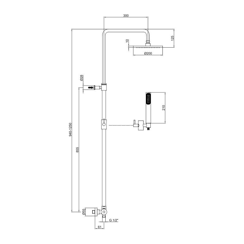 Душевая стойка Webert Elio EL980507015METAL хром