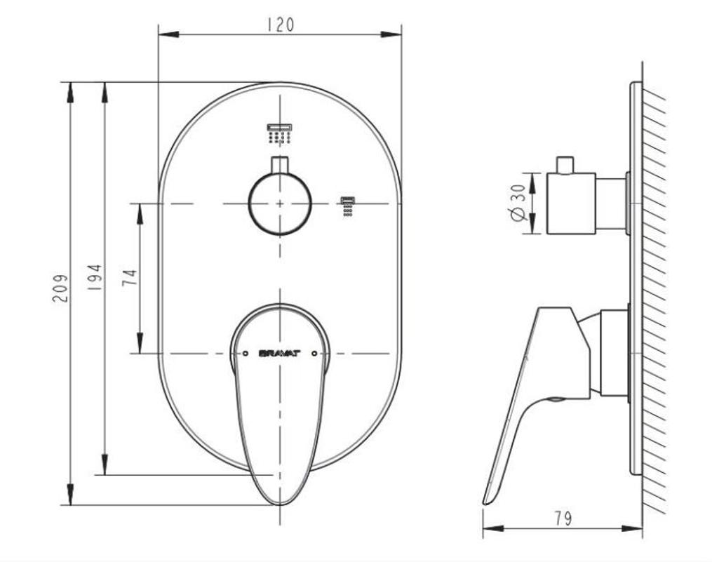 Смеситель для ванны с душем Bravat Drop P69190C-2-RUS