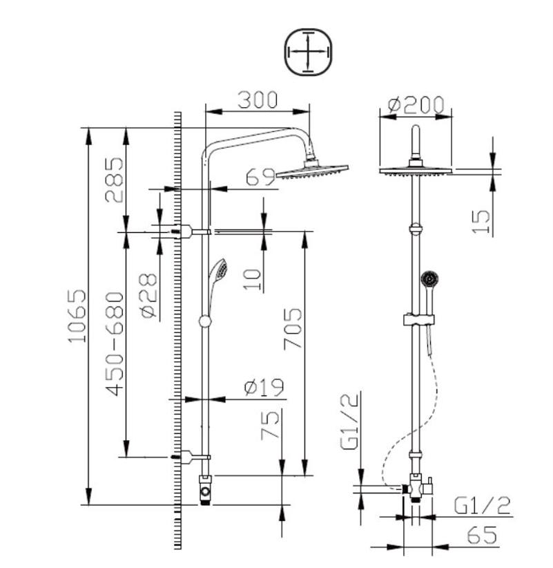 Душевая стойка Bravat Fit D283CP-2-RUS