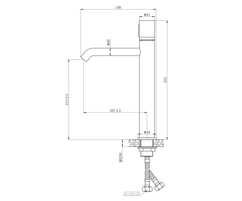 Смеситель для раковины Bronze de Luxe Focus 24615CM хром, мрамор