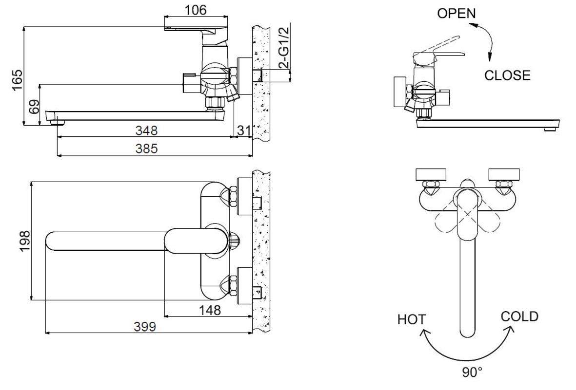 Универсальный смеситель Bravat Opal F6125183CP-02L