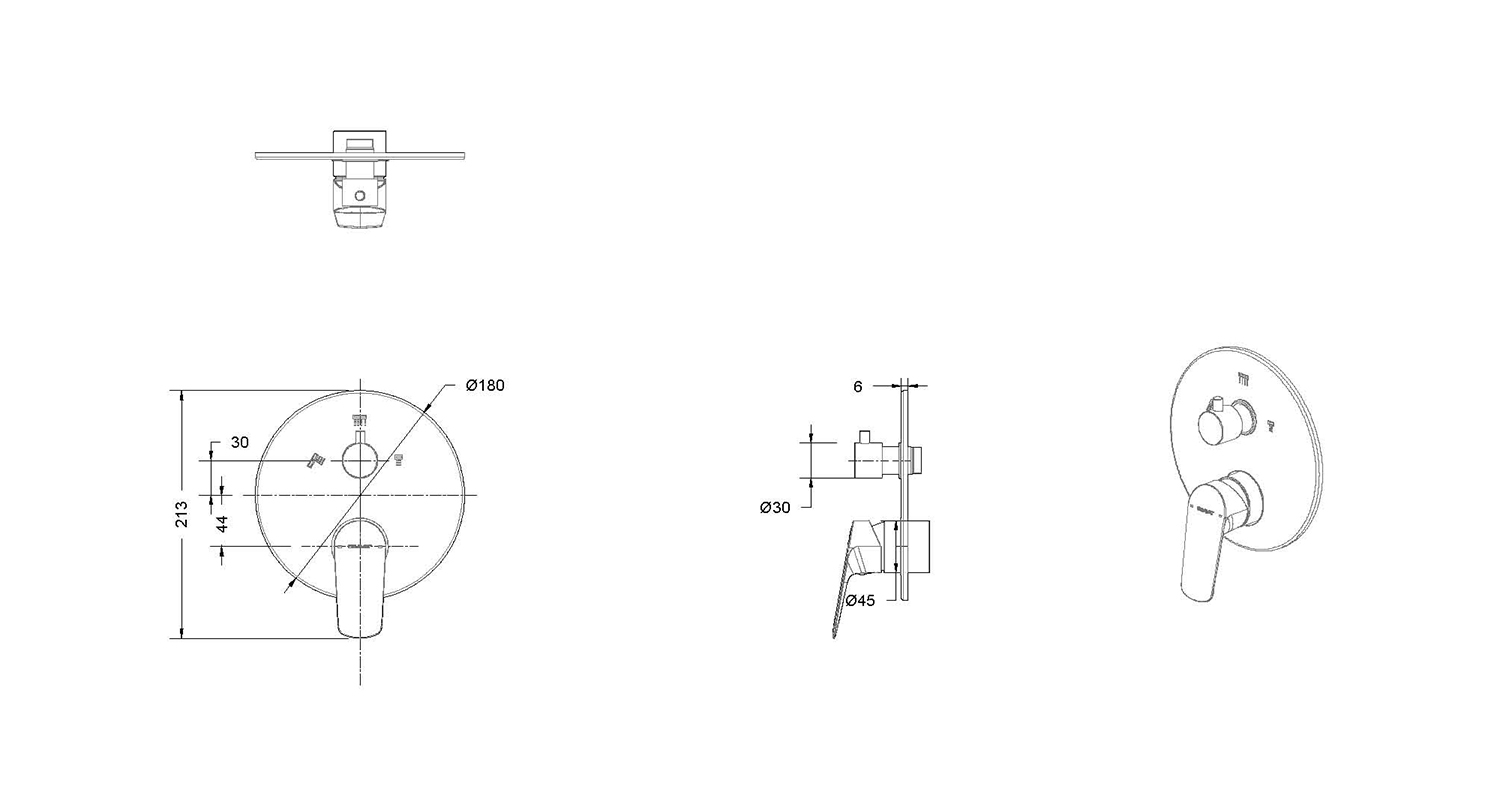 Смеситель для ванны с душем Bravat Rhein PB8429564BW-3-ENG