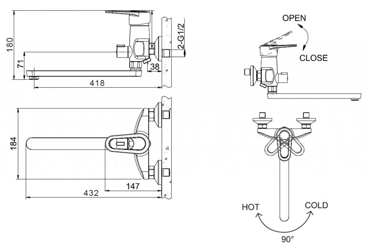 Универсальный смеситель Bravat Loop F6124182CP-02L