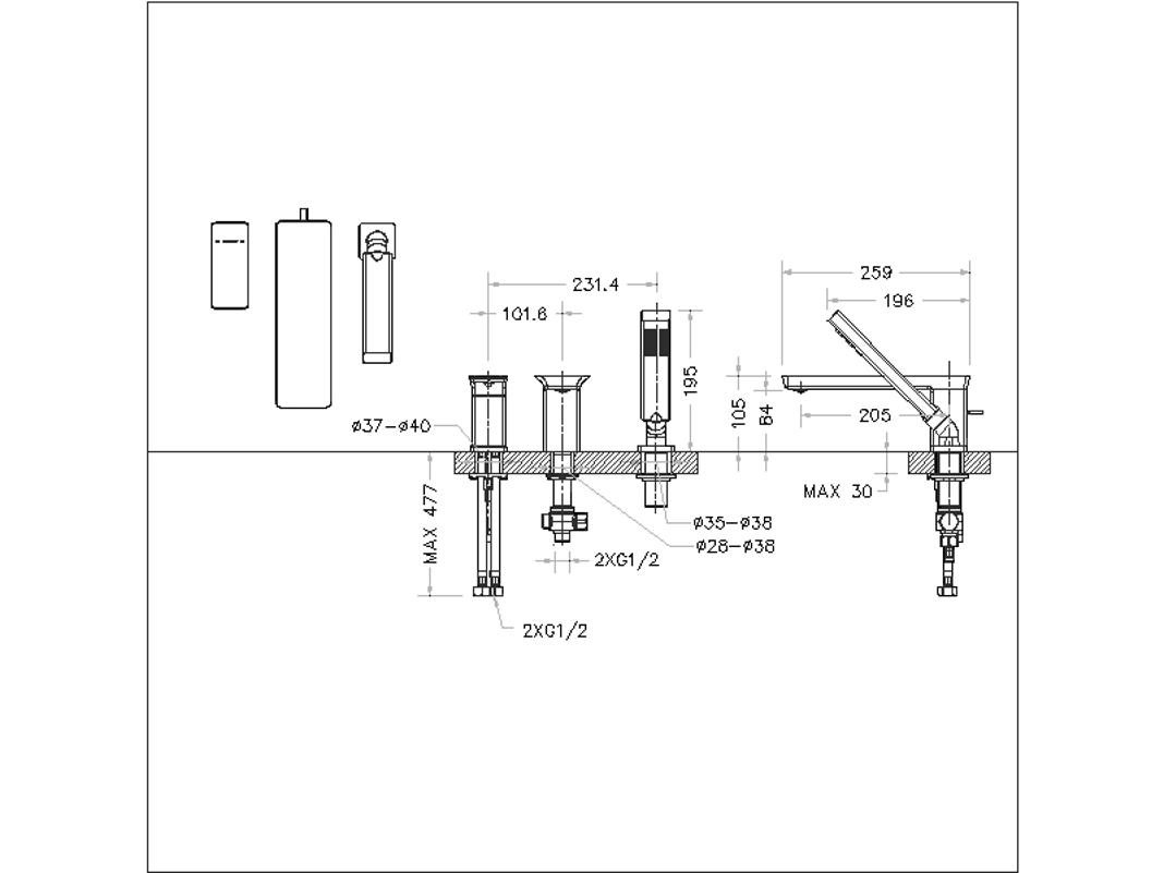 Смеситель на борт ванны Bravat Phillis F556101C-2-ENG