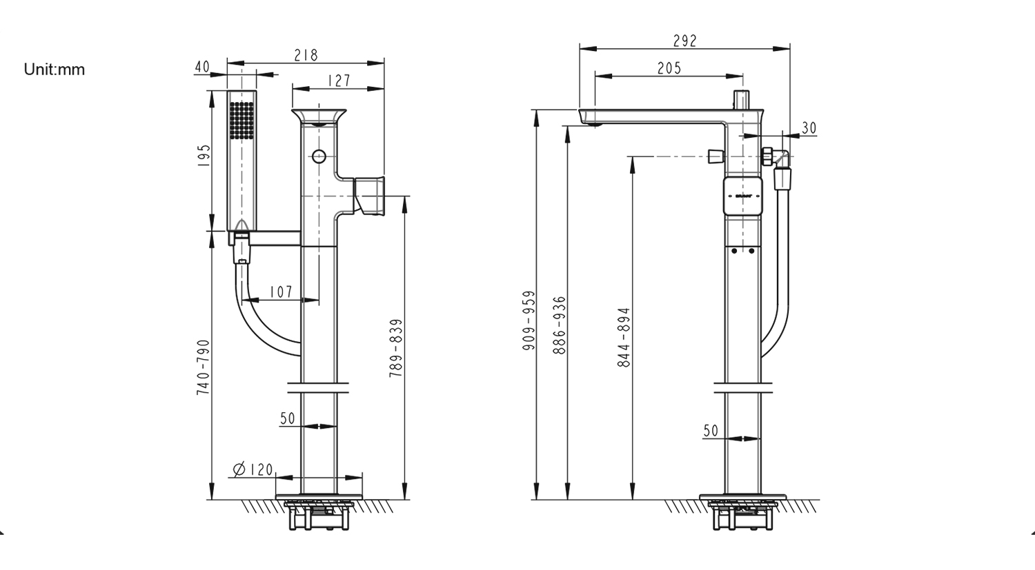 Напольный смеситель для ванны с душем Bravat Phillis F656101C-B3-ENG хром