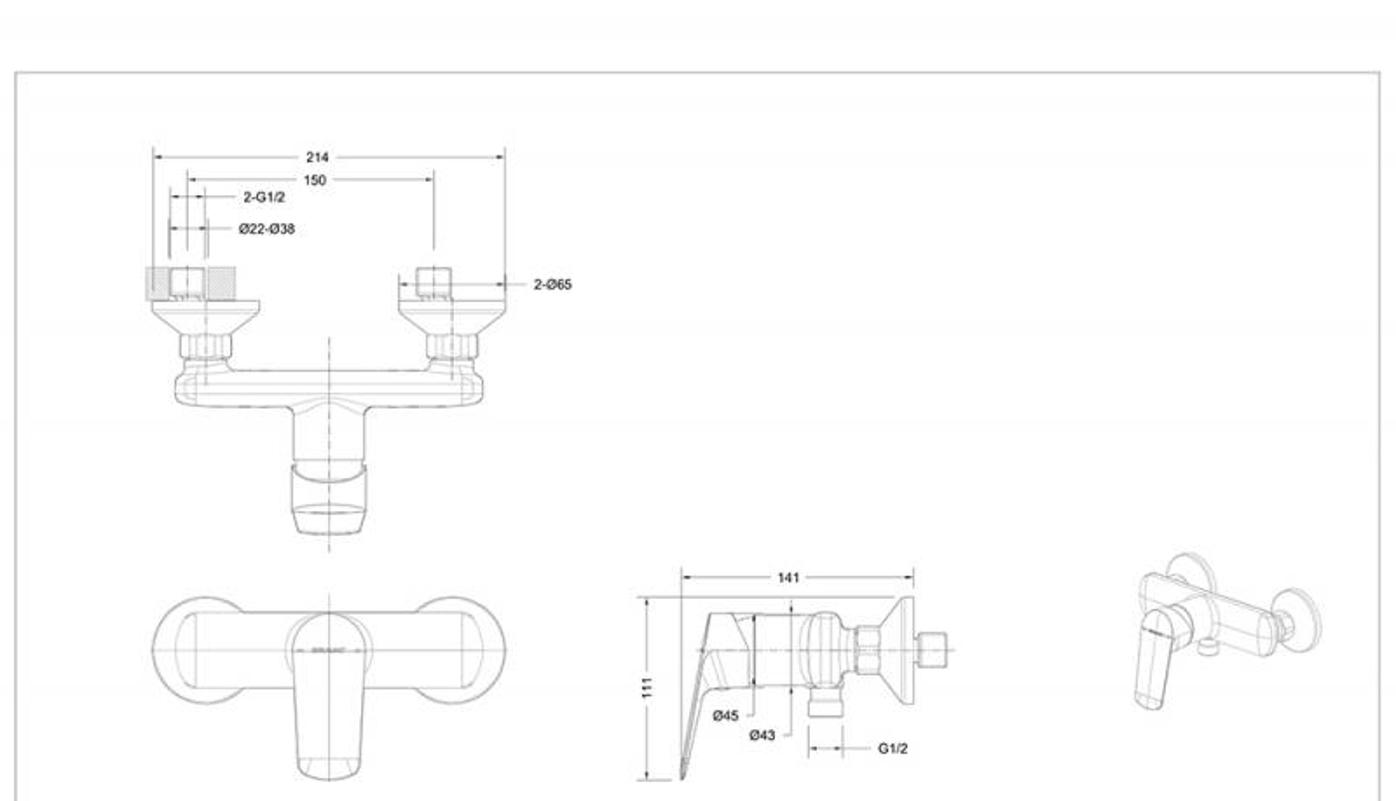 Смеситель для душа Bravat Rhein F9429564CP-01-ENG