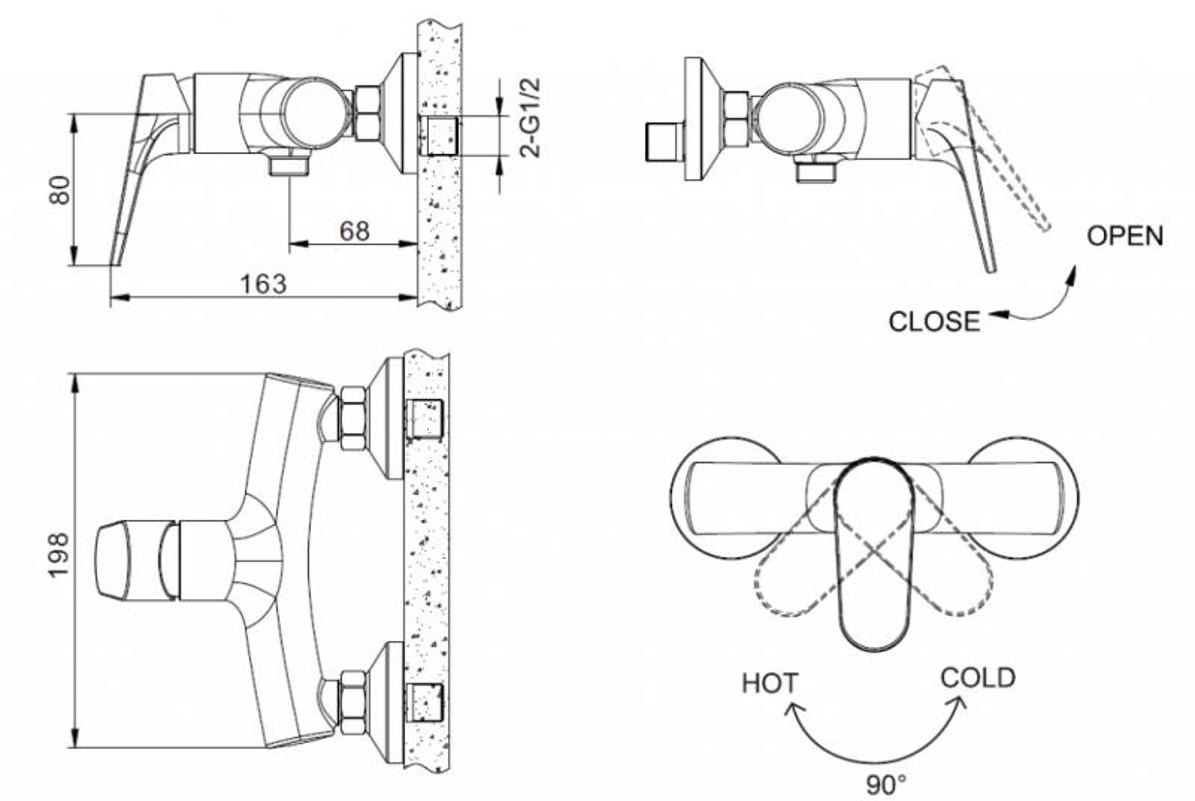 Смеситель для душа Bravat Eler F9191238CP-01