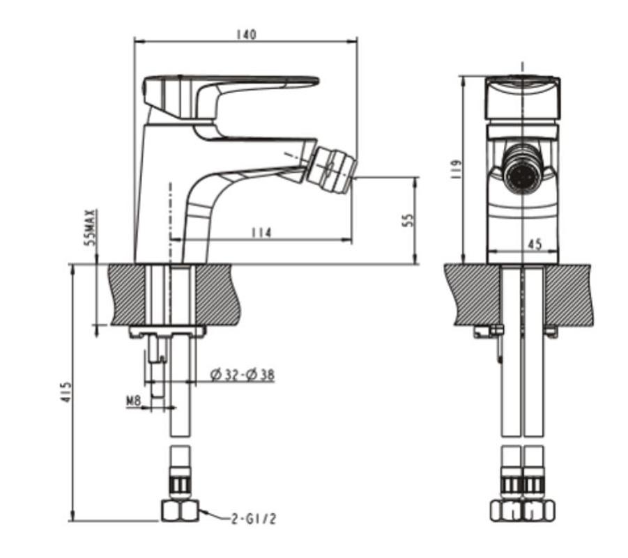 Смеситель для биде Bravat Eler F3239218CP-1-RUS