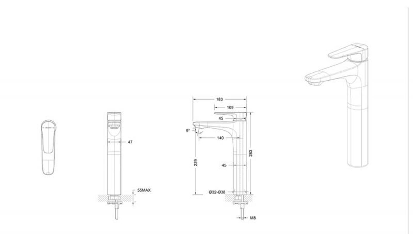 Смеситель для раковины Bravat Source Black F1173218BW-A9-ENG черный