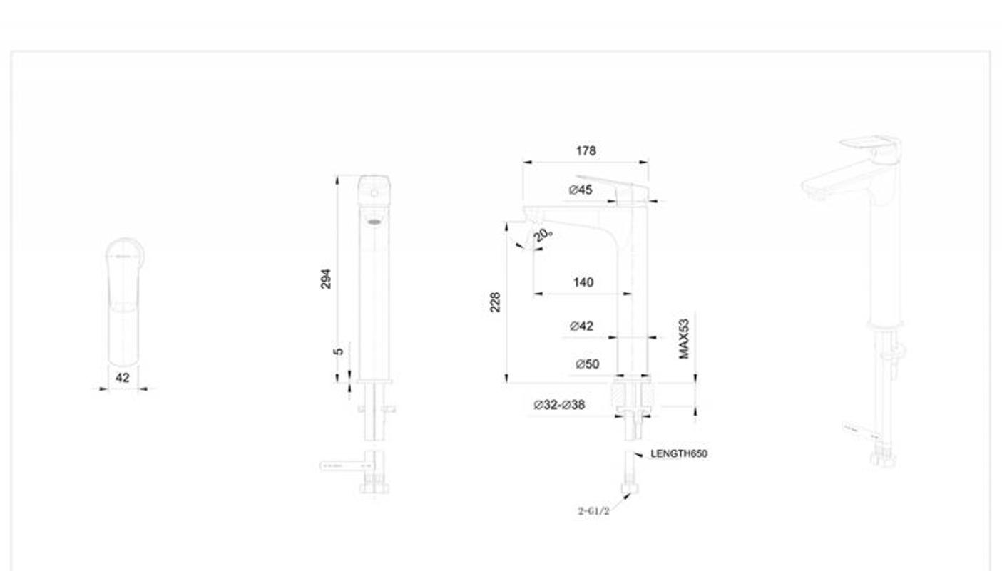 Смеситель для раковины Bravat Rhein F1429564BW-A-ENG матовый черный