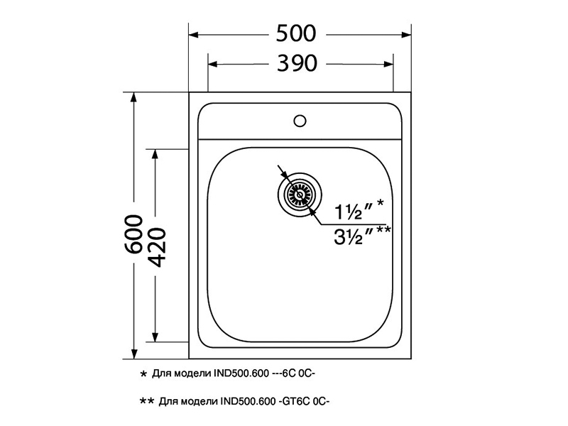 Мойка кухонная Ukinox Иннова IND500.600 -GT6C 0C-