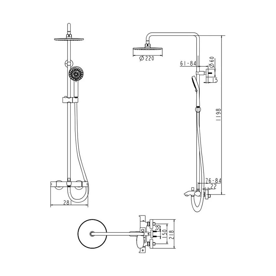 Душевая стойка Bravat Waterfall F639114C-A2-RUS