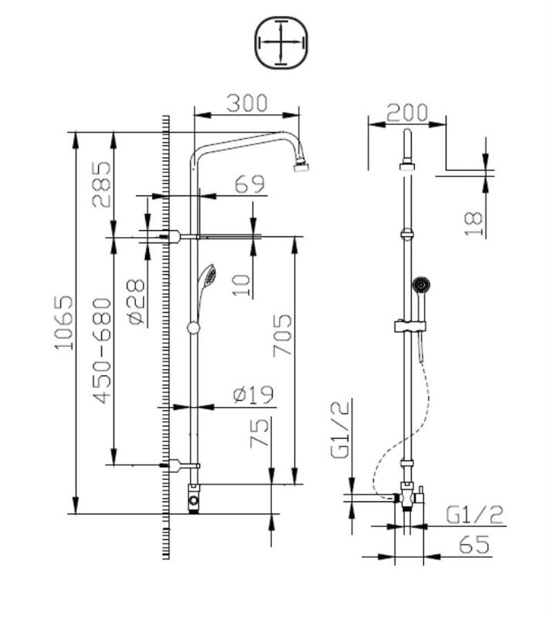 Душевая стойка Bravat Fit D283CP-2A-RUS