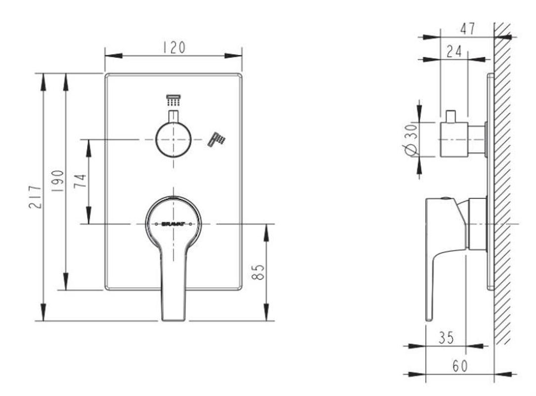 Смеситель для душа Bravat Prolate P69219CP-2-ENG