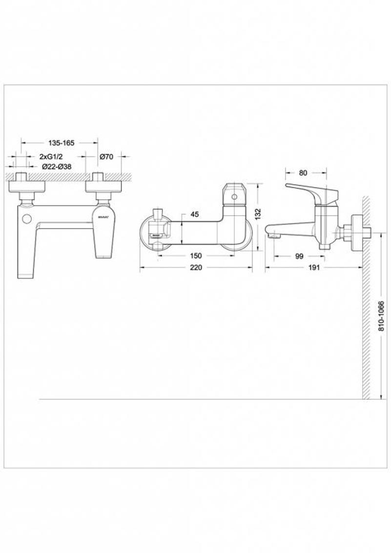 Смеситель для ванны с душем Bravat Vega F6119177CP-01