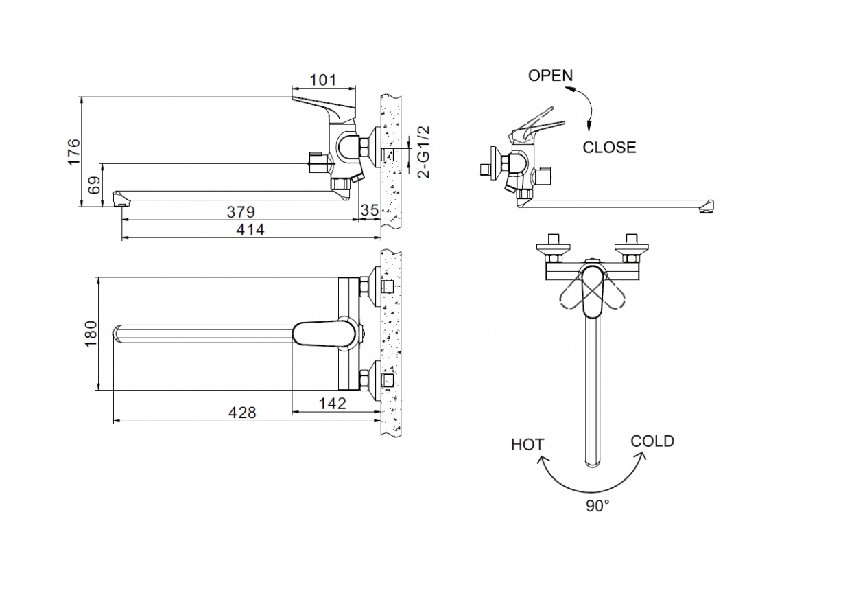 Универсальный смеситель Bravat Eler F6191238CP-01L