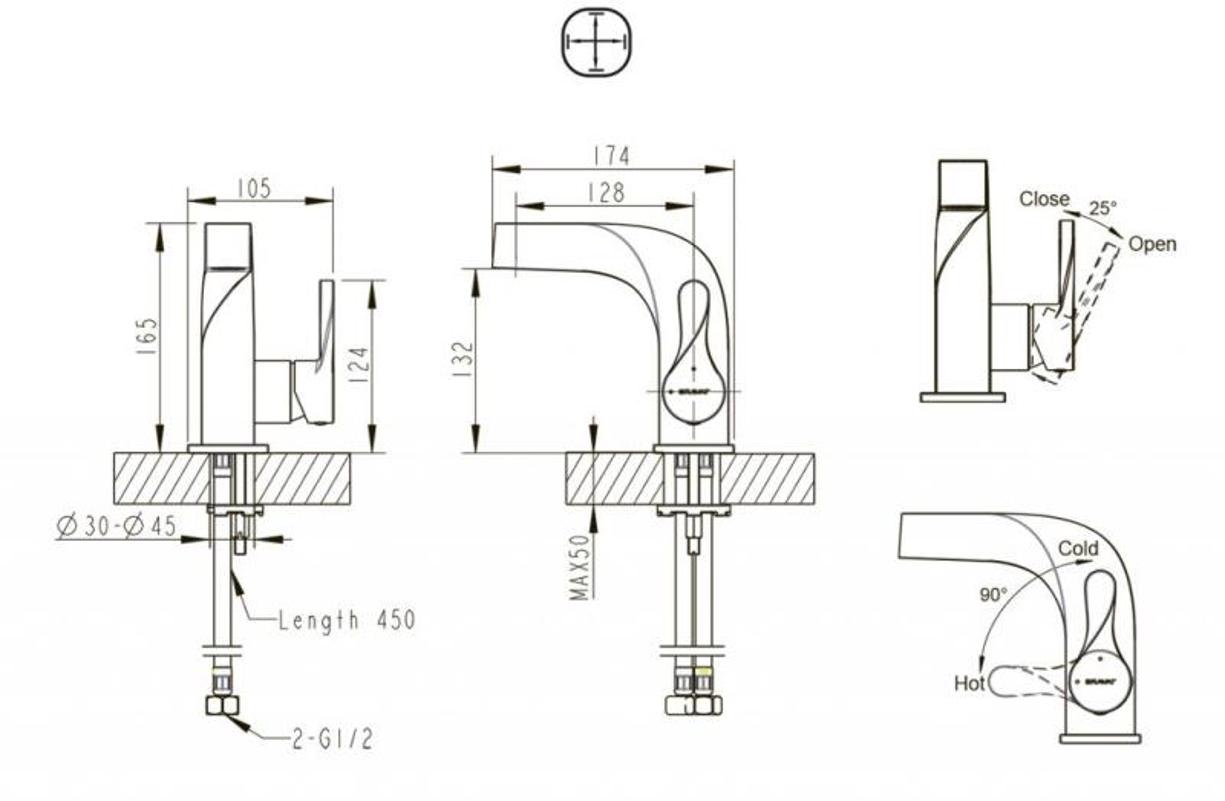 Смеситель для раковины Bravat Wave F174108C-2