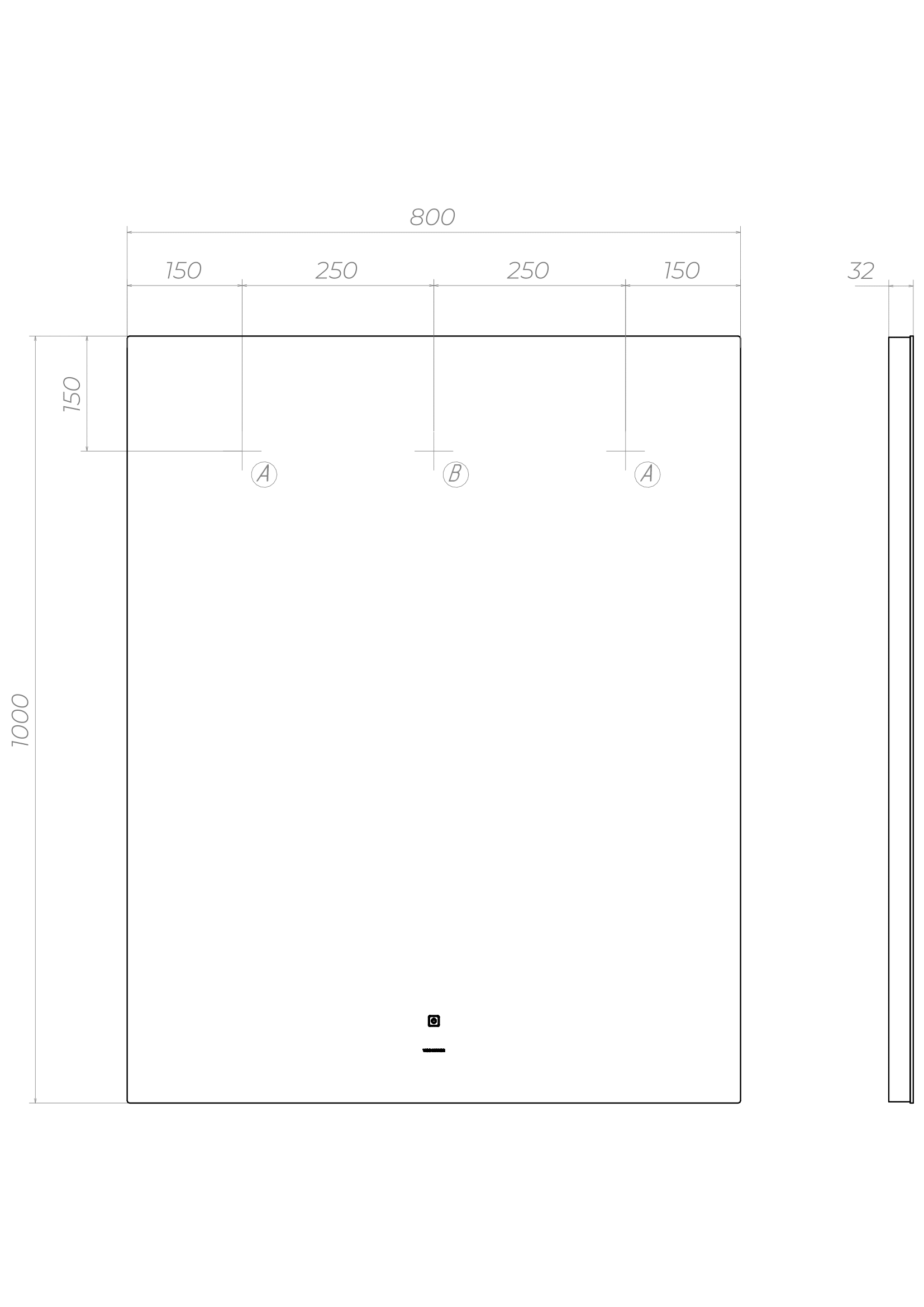 Зеркало Vigo Quadro 80 Classic с подсветкой