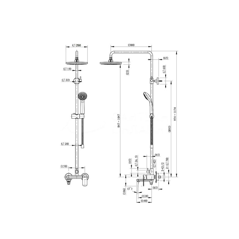 Душевая стойка Bravat Opal F6125183CP-A3-RUS