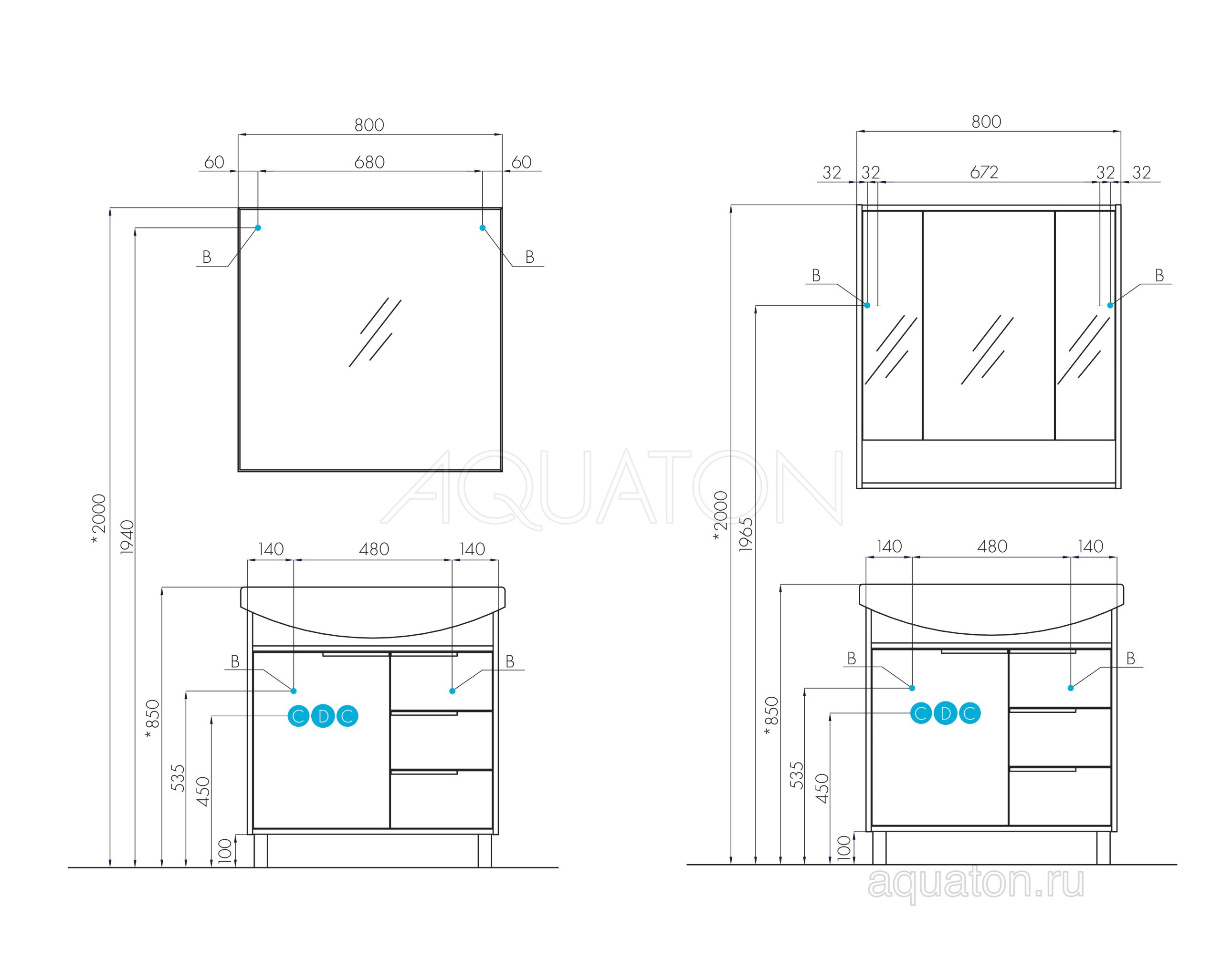 Зеркало AQUATON Рико 80