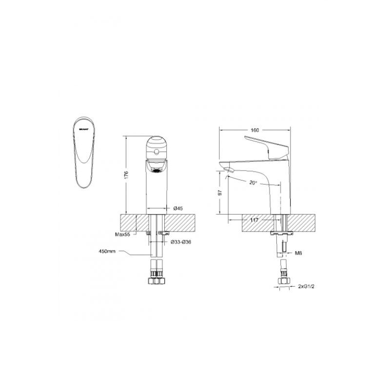 Смеситель для раковины Bravat Drop F14898C-RUS хром