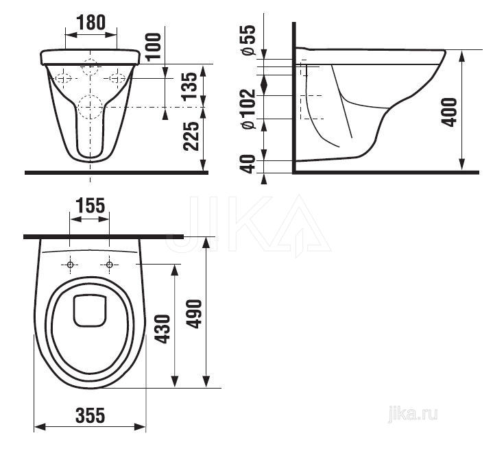 Чаша для унитаза подвесного Jika Lyra 2137.2 укороченный