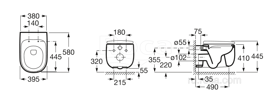 Чаша для унитаза подвесного Roca Beyond 3460B7640 onix