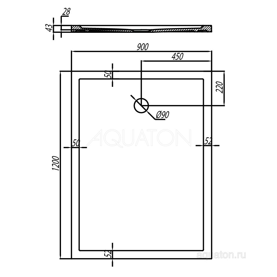 Поддон для душа AQUATON Калифорния 120x90