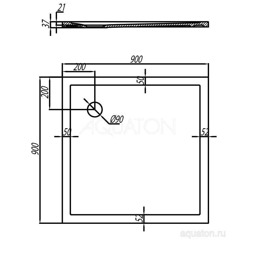 Поддон для душа AQUATON Калифорния 90x90