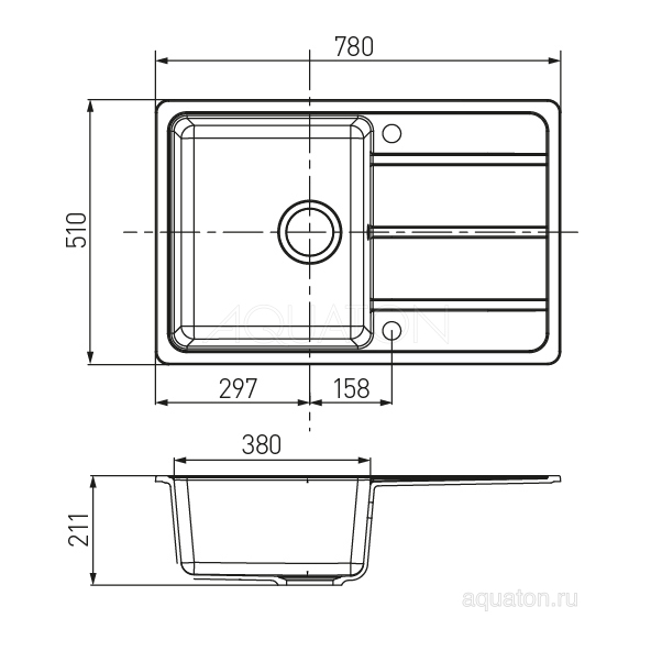 Мойка кухонная AQUATON Аманда графит