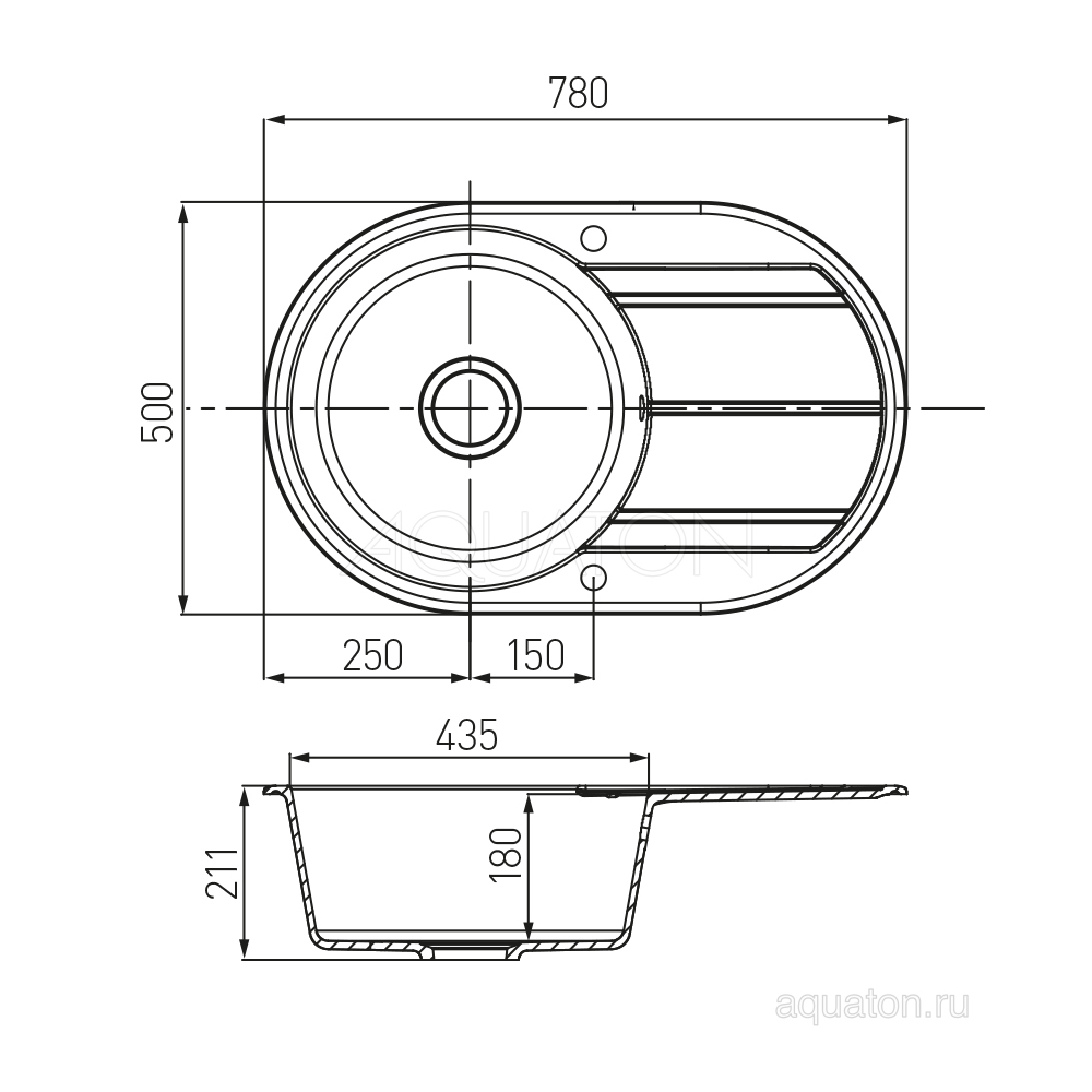 Мойка кухонная AQUATON Амира графит