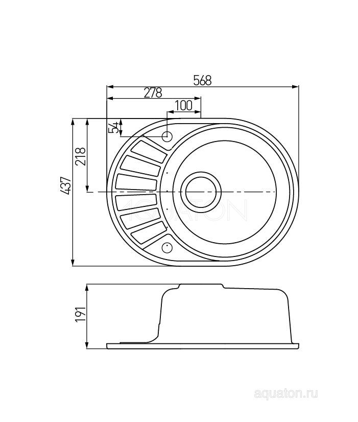 Мойка кухонная AQUATON Чезана серая