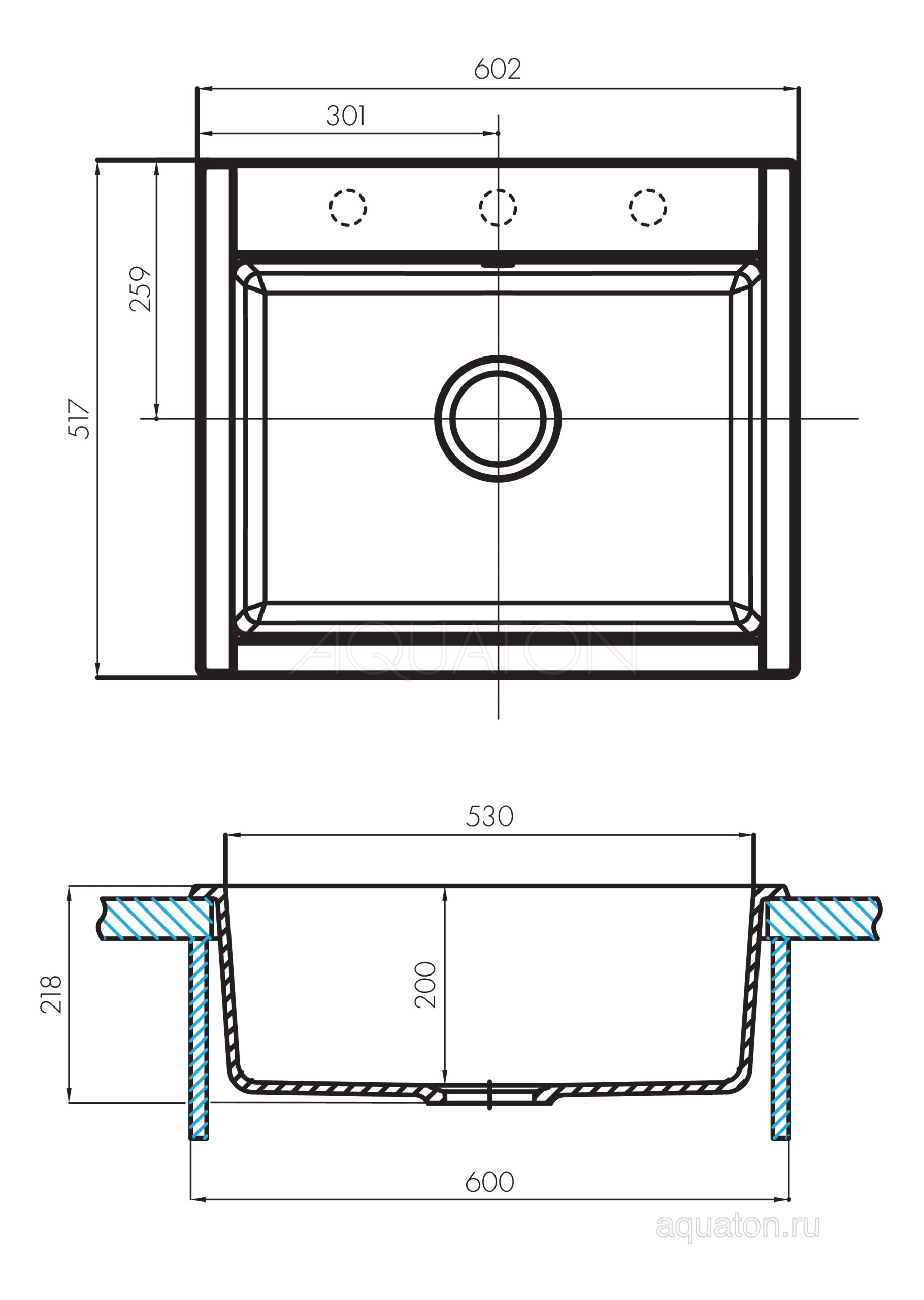 Мойка кухонная AQUATON Делия 60 графит