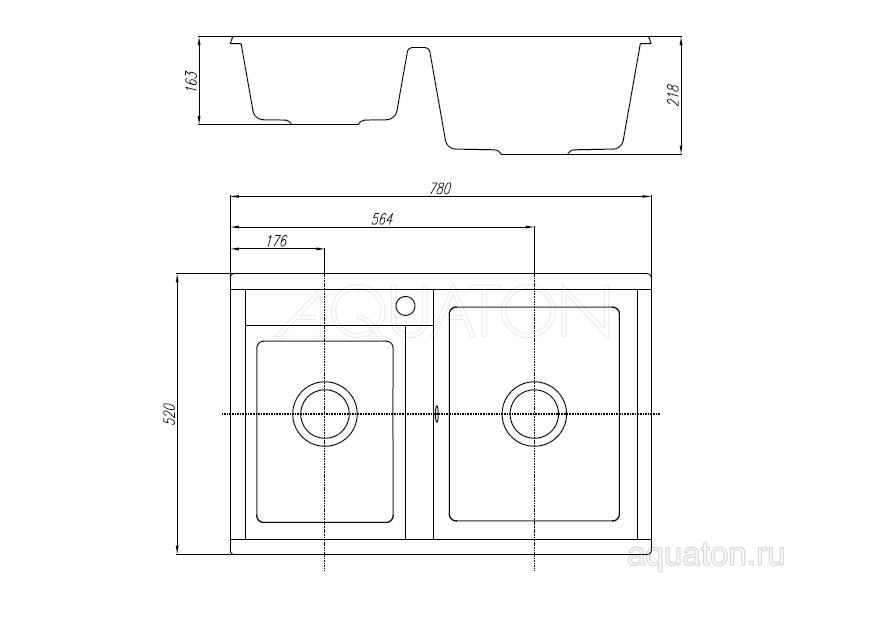 Мойка кухонная AQUATON Делия 78 DBL графит